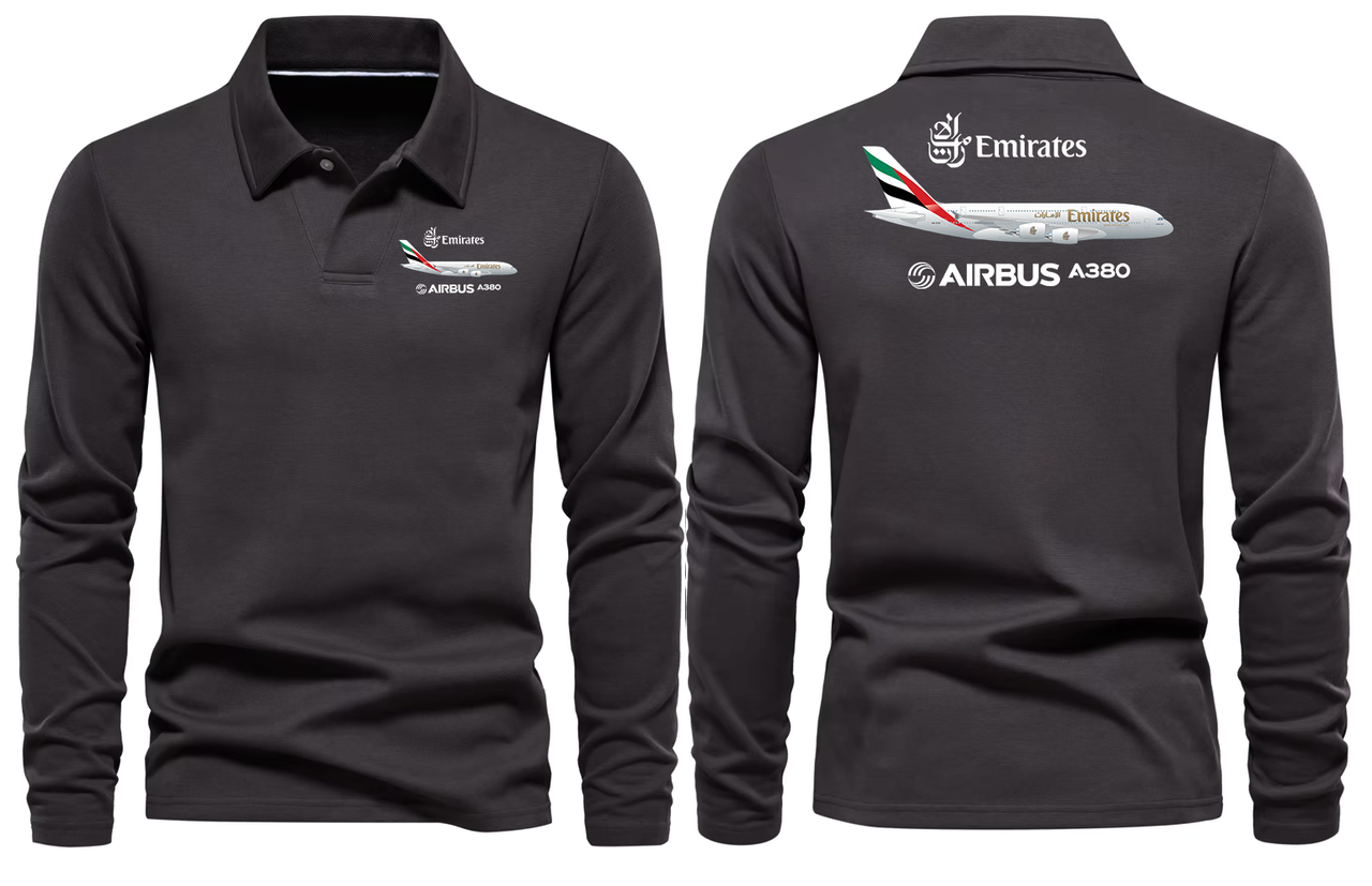 AIRBUS A380 EMIRATES LONG SLEEVE  POLO