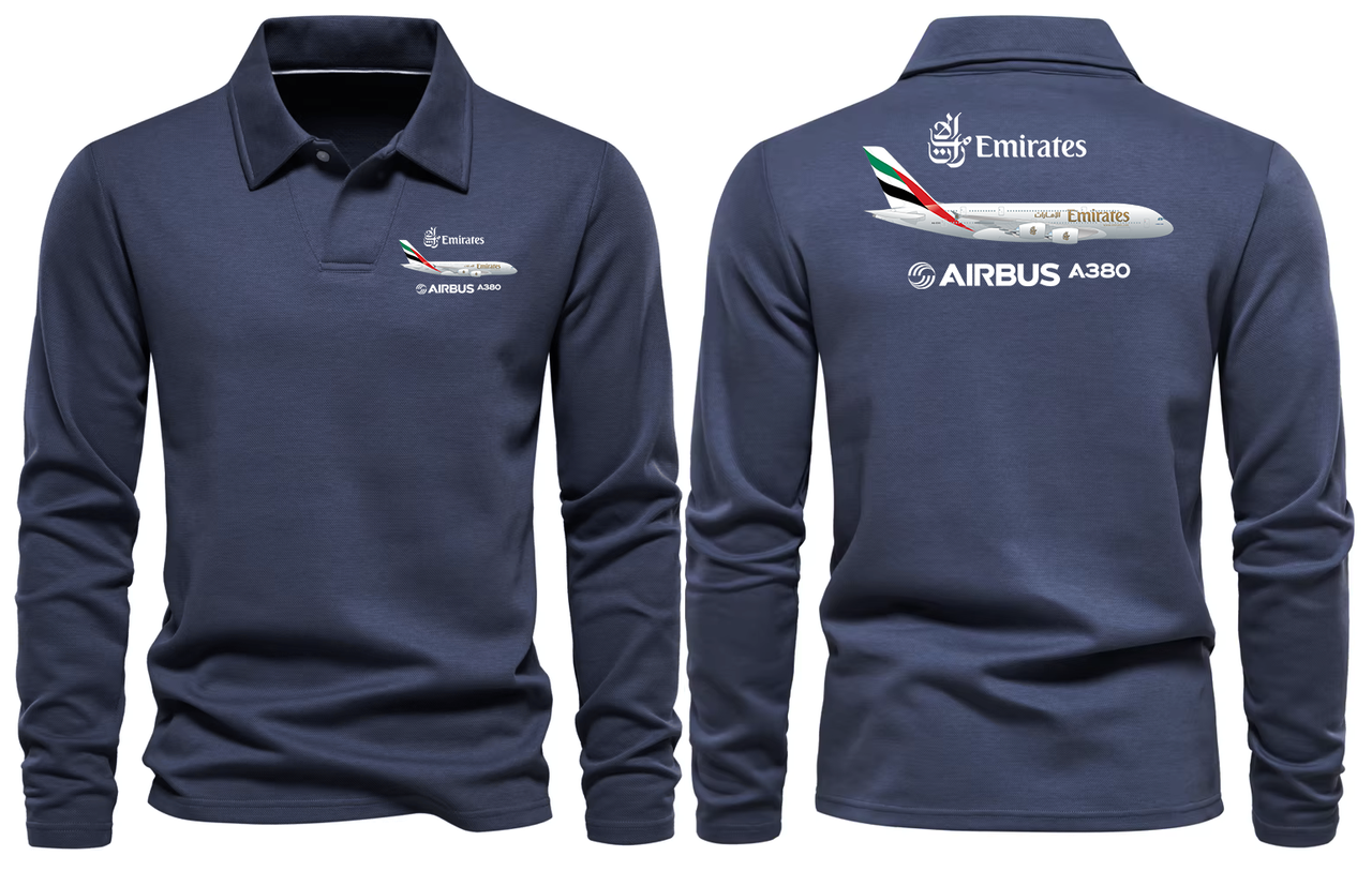 AIRBUS A380 EMIRATES LONG SLEEVE  POLO