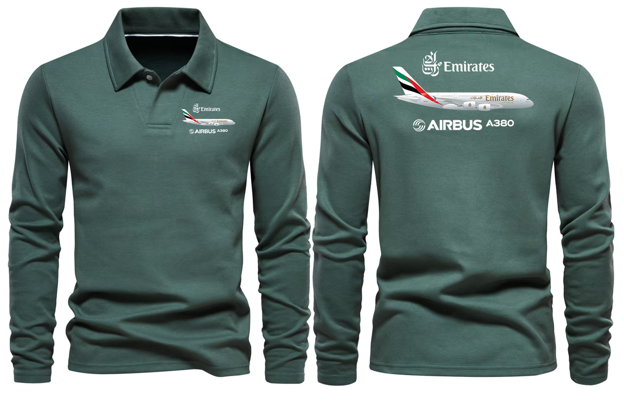 AIRBUS A380 EMIRATES LONG SLEEVE  POLO
