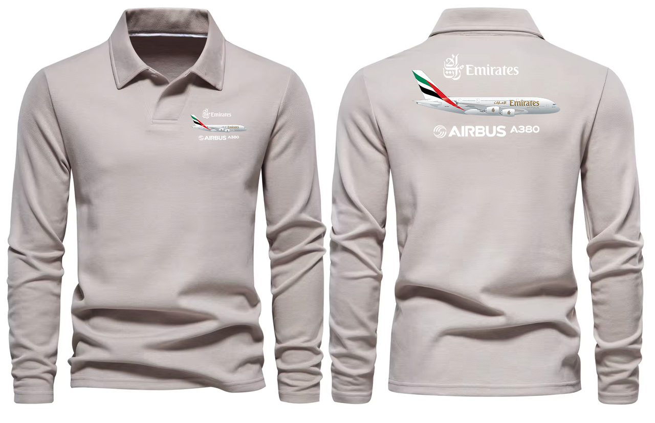 AIRBUS A380 EMIRATES LONG SLEEVE  POLO