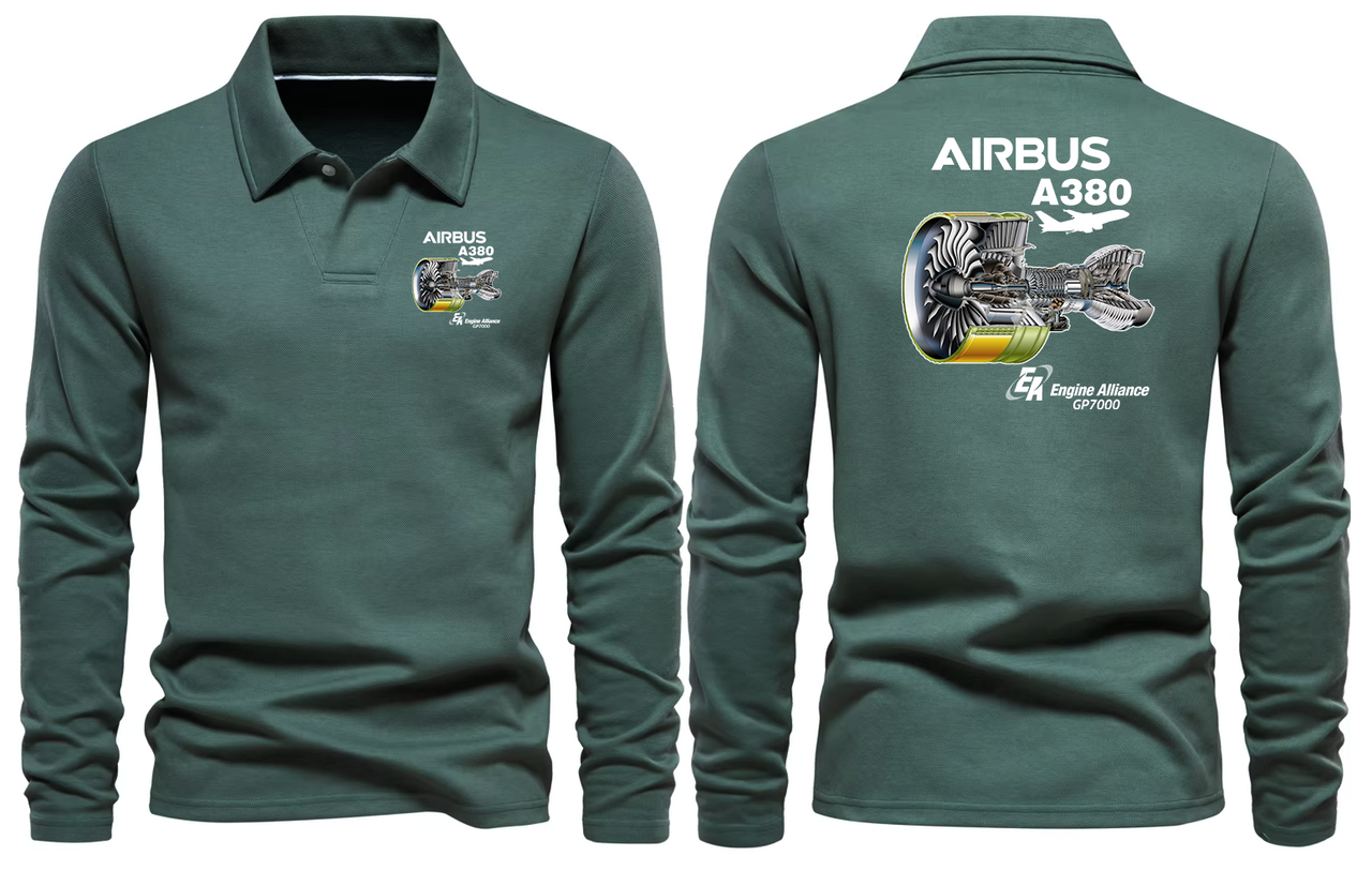 AIRBUS A380 ENGINE GP7000 LONG SLEEVE  POLO