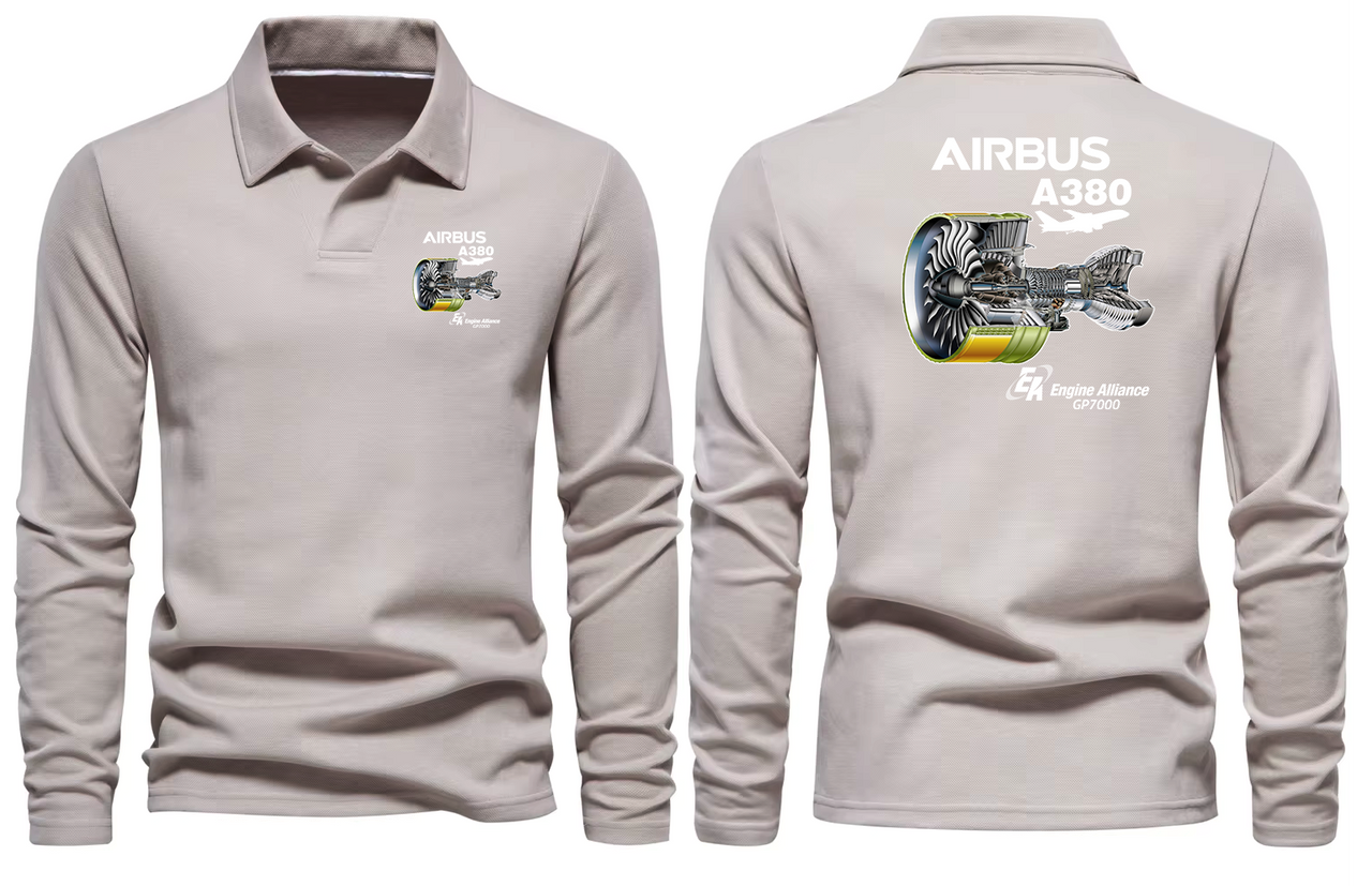 AIRBUS A380 ENGINE GP7000 LONG SLEEVE  POLO