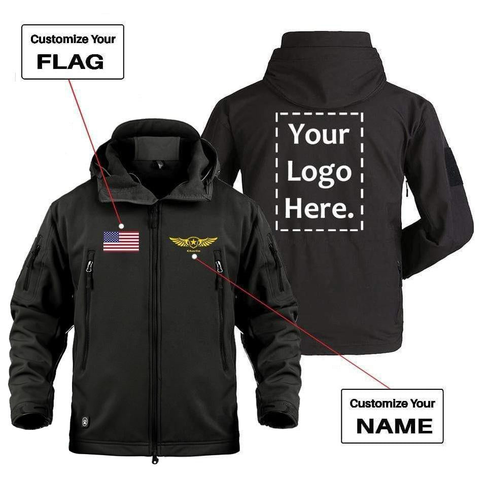 CUSTOM FLAG, LOGO & NAME WITH BADGE DESIGNED MILITARY FLEECE THE AV8R
