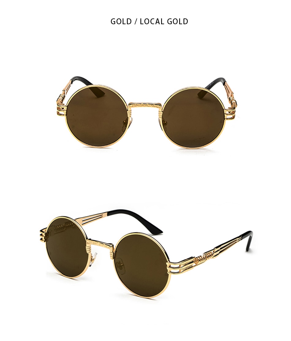 New Fashion Retro Steampunk Round Metal Sunglasses for Men Women AV8R
