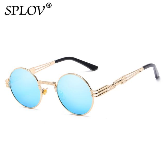 New Fashion Retro Steampunk Round Metal Sunglasses for Men Women AV8R
