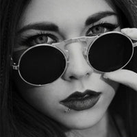 Thumbnail for Sunglasses Round Metal Women Men Style Retro Flip Circular Double Sun Glasses AV8R