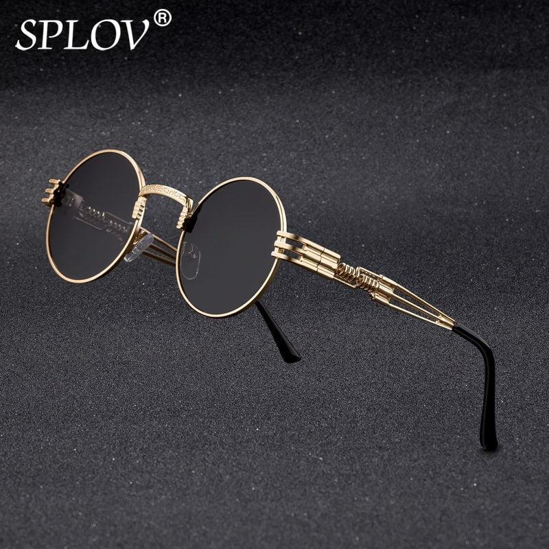 New Fashion Retro Steampunk Round Metal Sunglasses for Men and Women AV8R