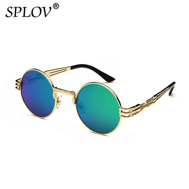 New Fashion Retro Steampunk Round Metal Sunglasses for Men and Women AV8R