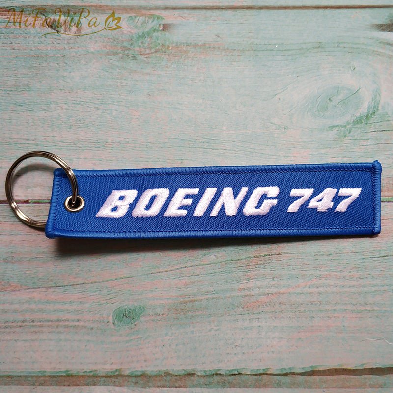 1 PC BOEING 747 KEYCHAIN NEW FASHION TRINKET PHONE STRAP BLACK EMBROIDERY - PILOTSX