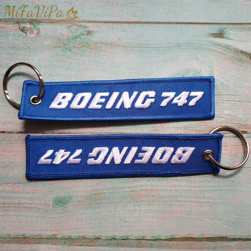 1 PC BOEING 747 KEYCHAIN NEW FASHION TRINKET PHONE STRAP BLACK EMBROIDERY - PILOTSX