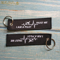 Thumbnail for 10 PCS EMBROIDERY HEARTBEATS KEYCHAIN I AM A PILOT KEY RING - PILOTSX