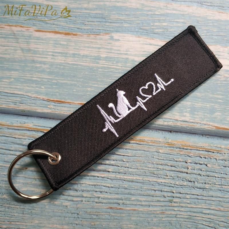 10 PCS WHOLESALE EMBROIDERY LOVELY CAT KEYCHAIN - PILOTSX