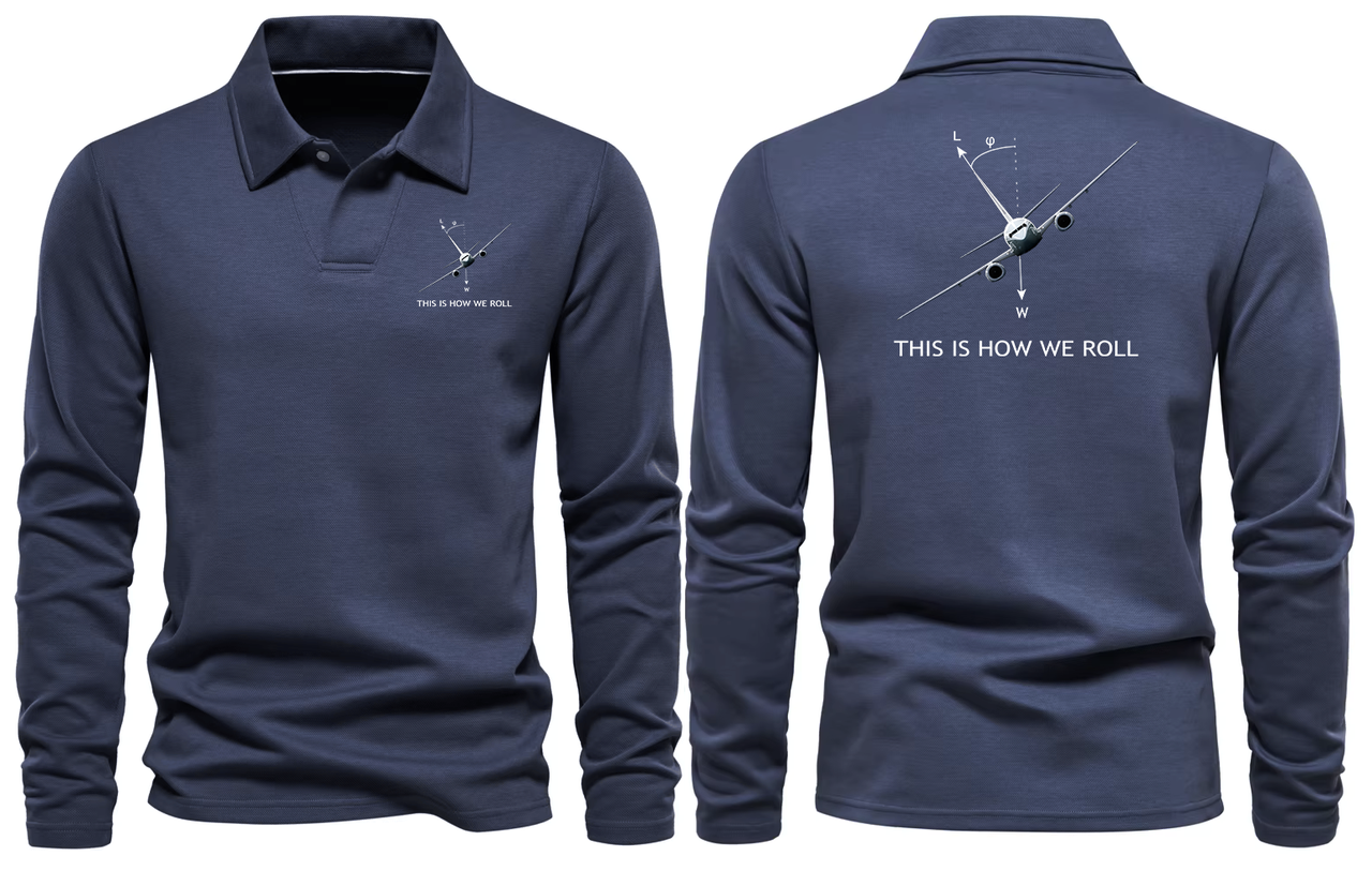 BOEING THIS IS HOW TO  WE ROLL LONG SLEEVE  POLO