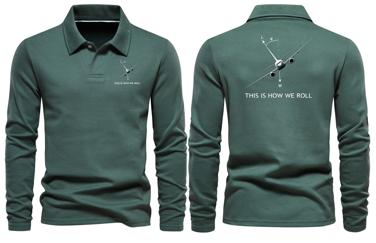 BOEING THIS IS HOW TO  WE ROLL LONG SLEEVE  POLO