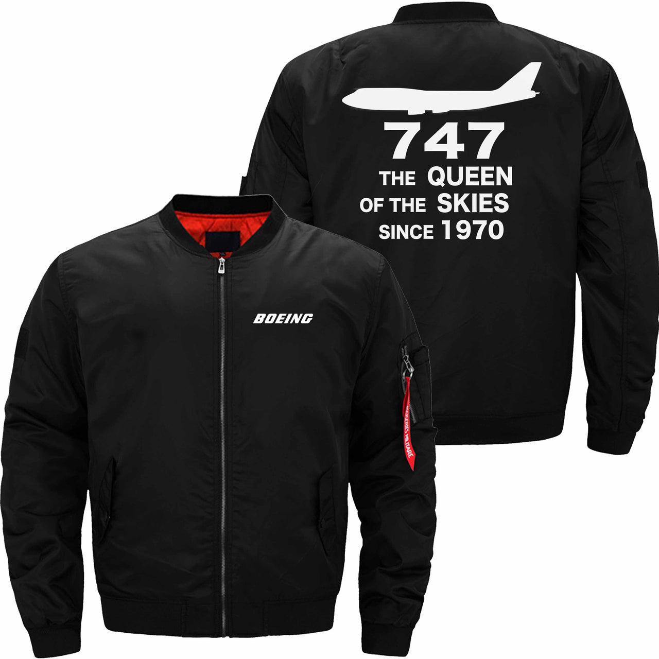 Boeing 747 THE QUEEN OF THE SKIES SINCE 1970 Ma-1 Bomber Jacket Flight Jacket Aviator Jacket THE AV8R