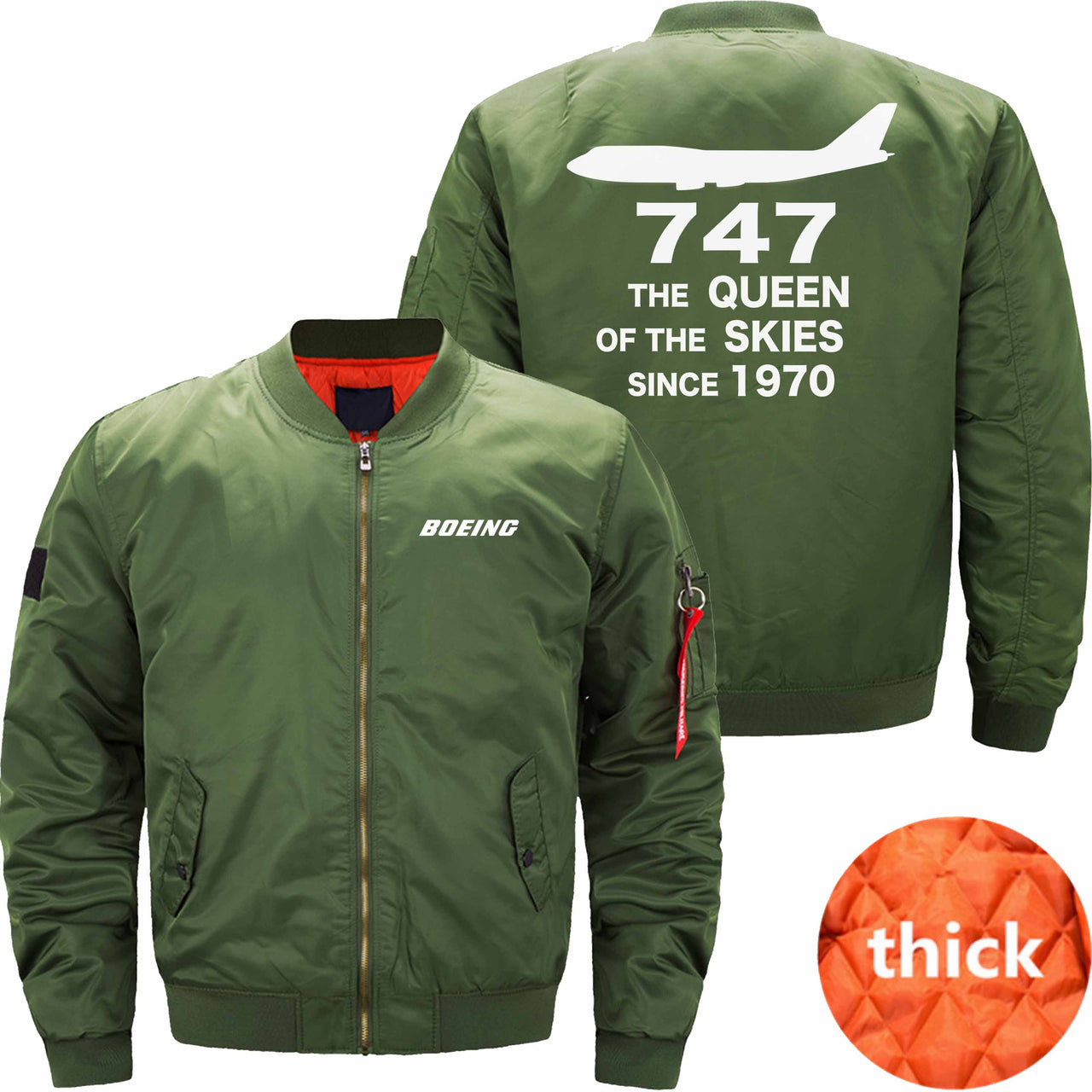 Boeing 747 THE QUEEN OF THE SKIES SINCE 1970 Ma-1 Bomber Jacket Flight Jacket Aviator Jacket THE AV8R