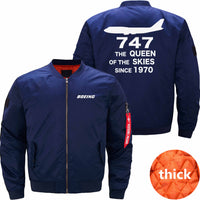 Thumbnail for Boeing 747 THE QUEEN OF THE SKIES SINCE 1970 Ma-1 Bomber Jacket Flight Jacket Aviator Jacket THE AV8R