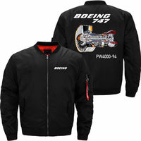 Thumbnail for Boeing 747 Pratt & Whitney PW4000 Aircraft Engine Ma-1 Bomber Jacket Flight Jacket Aviator Jacket THE AV8R