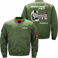 Thumbnail for Boeing 747 Pratt & Whitney PW4000 Aircraft Engine Ma-1 Bomber Jacket Flight Jacket Aviator Jacket THE AV8R