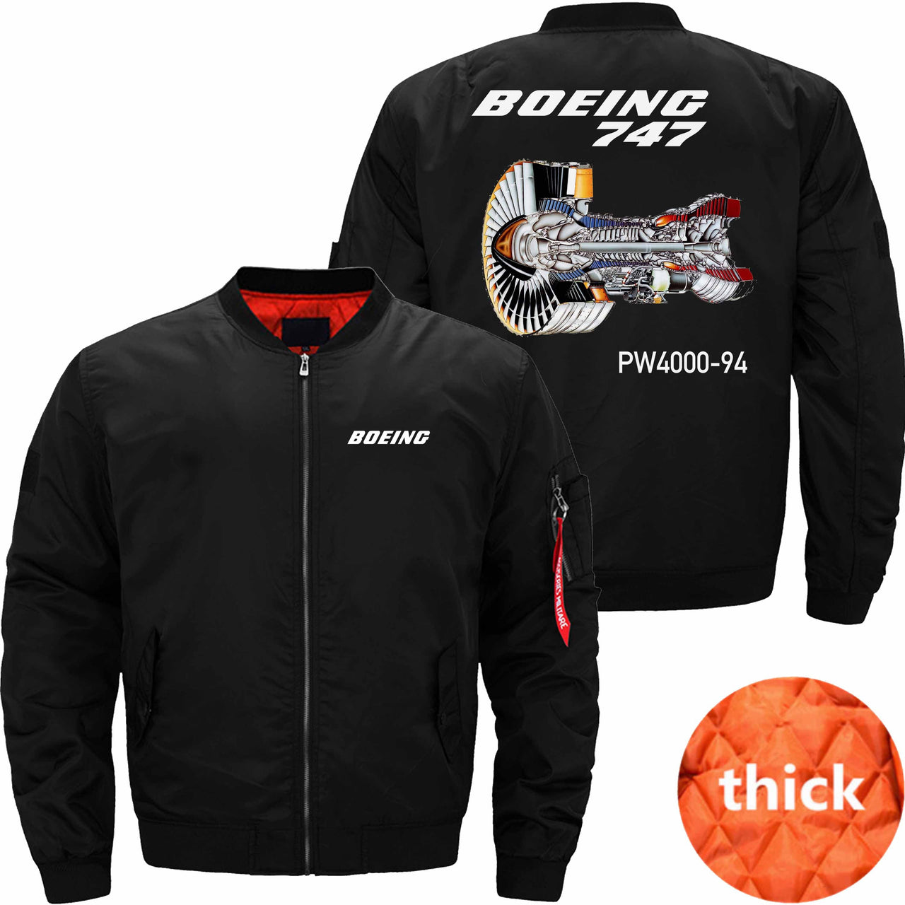 Boeing 747 Pratt & Whitney PW4000 Aircraft Engine Ma-1 Bomber Jacket Flight Jacket Aviator Jacket THE AV8R