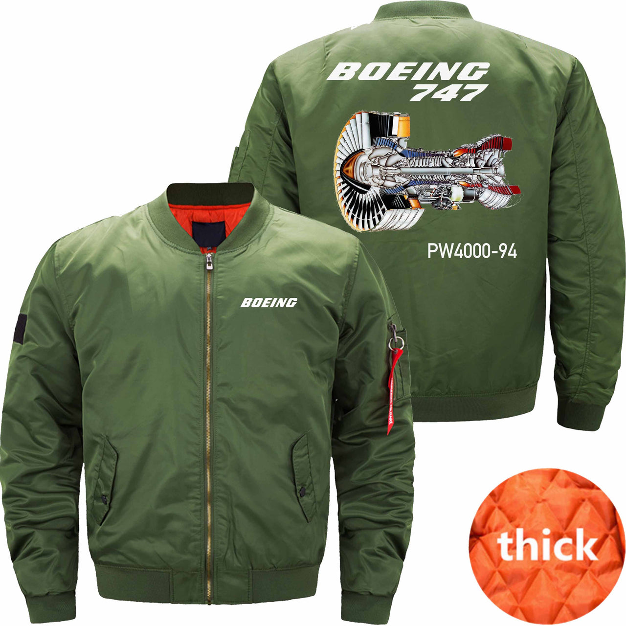 Boeing 747 Pratt & Whitney PW4000 Aircraft Engine Ma-1 Bomber Jacket Flight Jacket Aviator Jacket THE AV8R