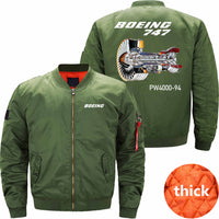 Thumbnail for Boeing 747 Pratt & Whitney PW4000 Aircraft Engine Ma-1 Bomber Jacket Flight Jacket Aviator Jacket THE AV8R