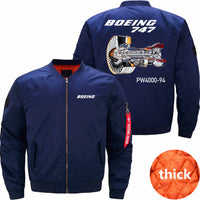 Thumbnail for Boeing 747 Pratt & Whitney PW4000 Aircraft Engine Ma-1 Bomber Jacket Flight Jacket Aviator Jacket THE AV8R