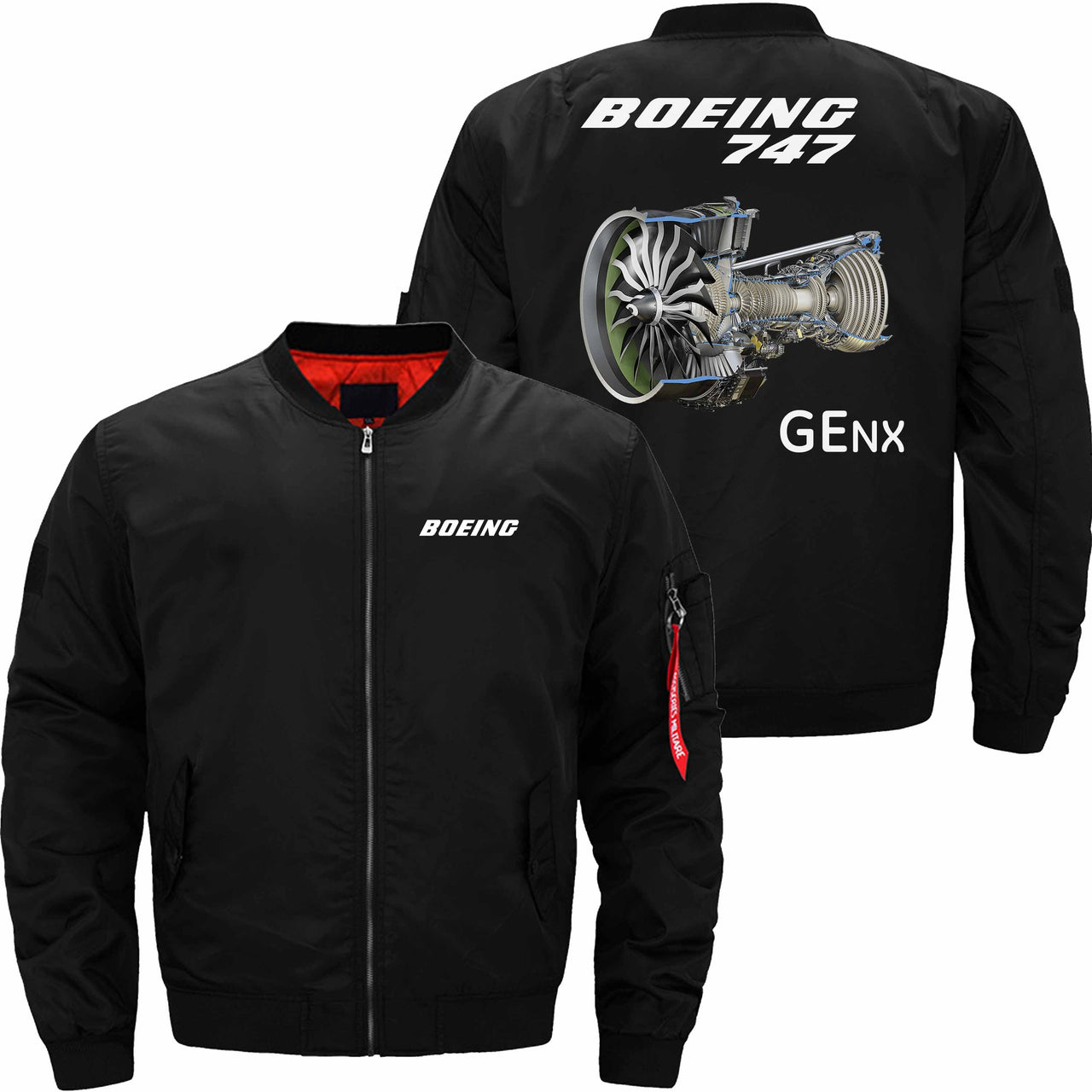 Boeing 747 GENX Aircraft Engine Ma-1 Bomber Jacket Flight Jacket Aviator Jacket THE AV8R