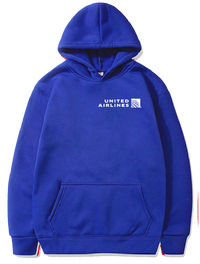 Thumbnail for UNITED AIRLINES UNISEX HOODIES - THICK CASUAL AVIATOR PULLOVER WITH POCKETS IN BLACK, NAVY, BLUE, RED