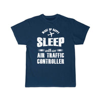 Thumbnail for Wake Up Happy Atc Work Line Art Aviation T-SHIRT THE AV8R