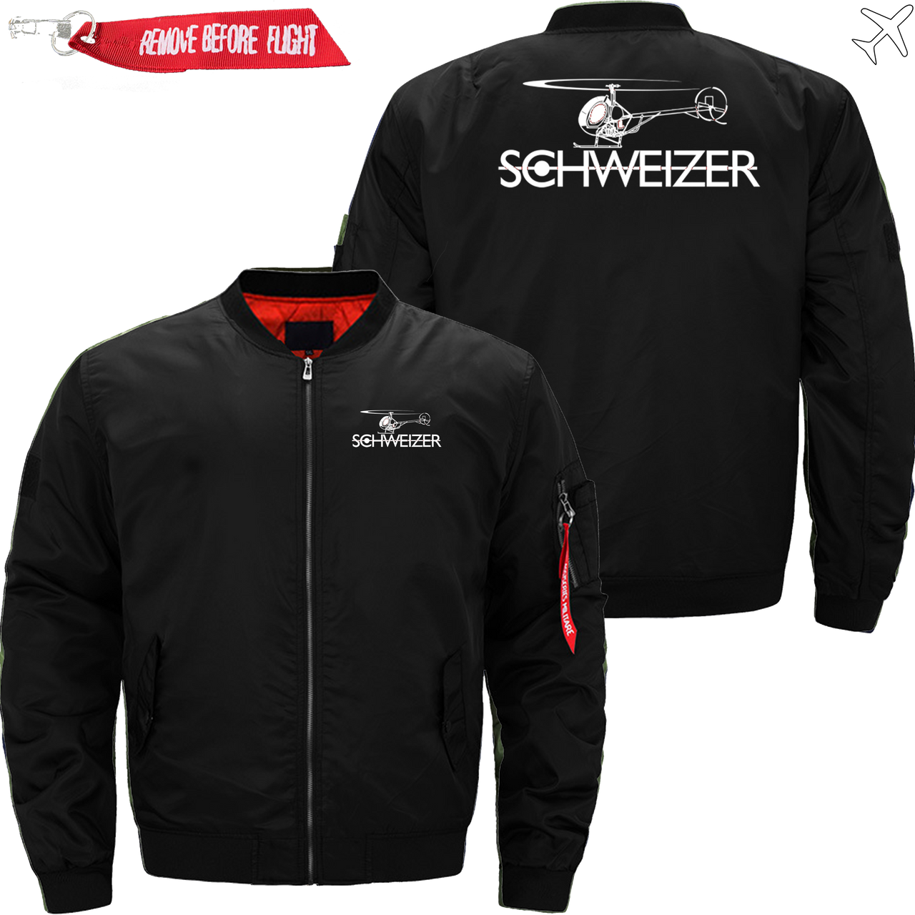 SCHWEIZER HELICOPTER LOGO BOMBER FLIGHT AVIATOR JACKET