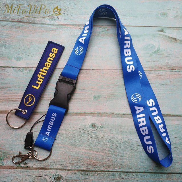 2 PCS AIRBUS SLEUTELHANGE LUFTHANSA KEYCHAIN AIRBUS NECK STRAP - PILOTSX