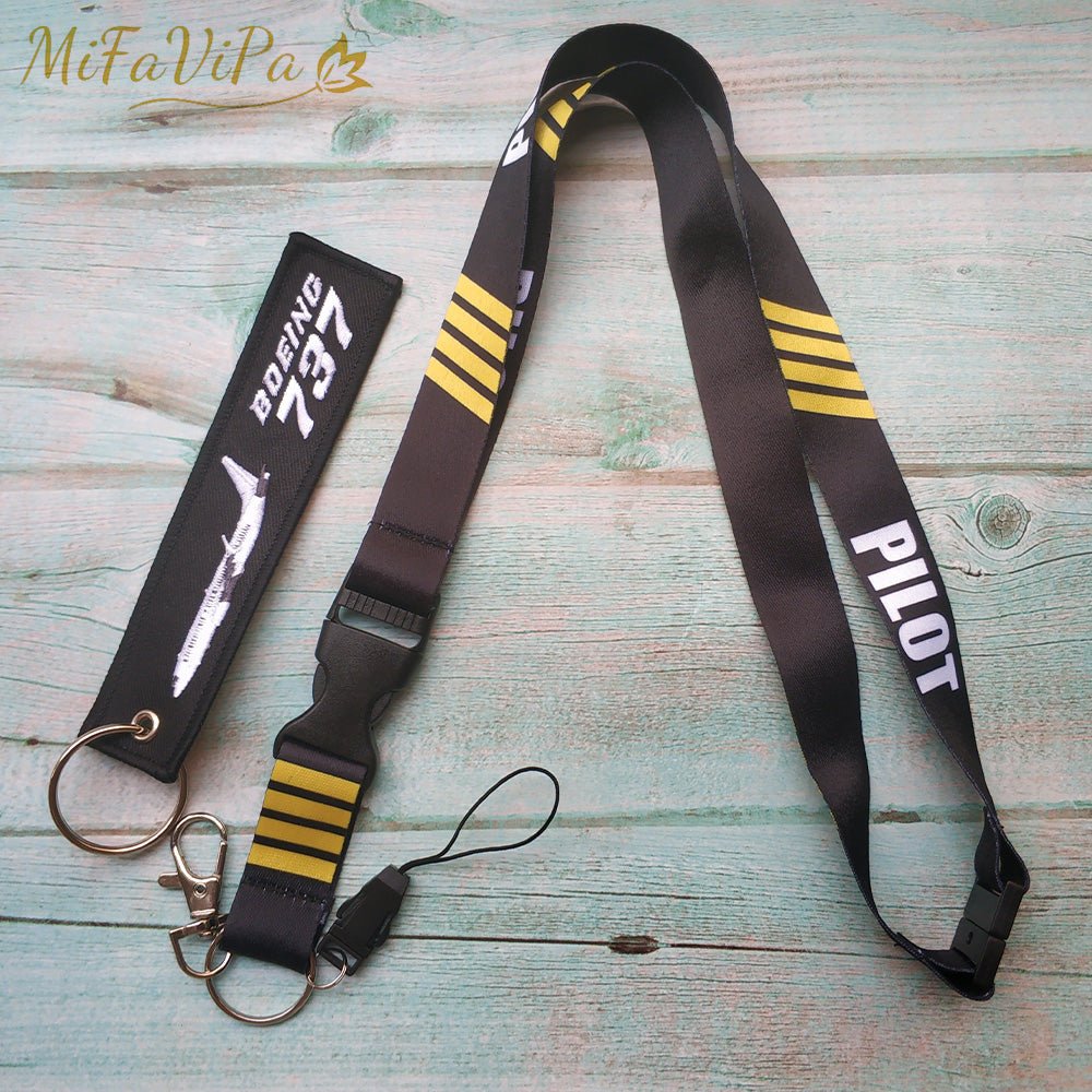 2 PCS BLACK BOEING 737 SLEUTELHANGE KEYCHAIN - PILOTSX