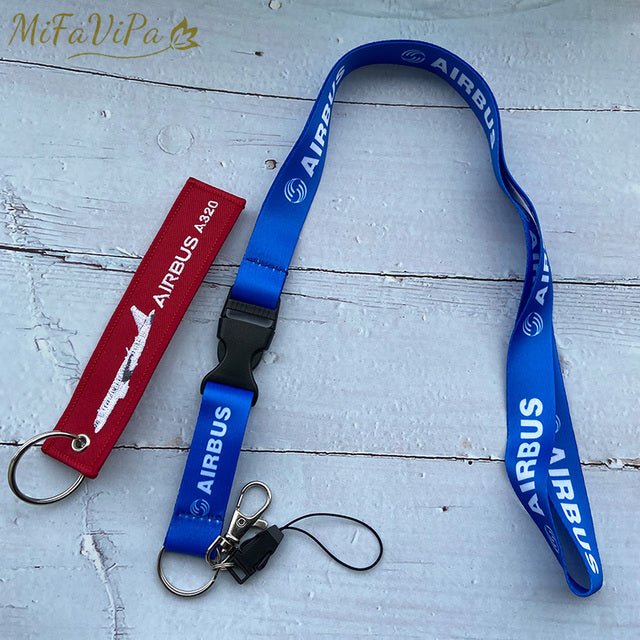 2 PCS BLUE AIRBUS A310 SLEUTELHANGE CESSNA KEYCHAIN AIRBUS NECK STRAP - PILOTSX