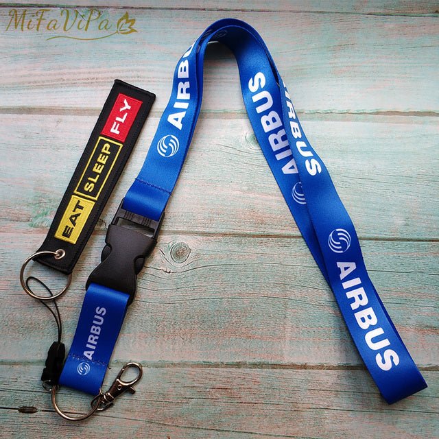 2 PCS BLUE AIRBUS FASHION BLACK CESSNA LANYARDS NECK STRAP KEY CHAIN - PILOTSX