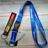 Thumbnail for 2 PCS BLUE BOEING LANYARDS FASHION BLACK CESSNA NECK STRAP KEY CHAIN - PILOTSX