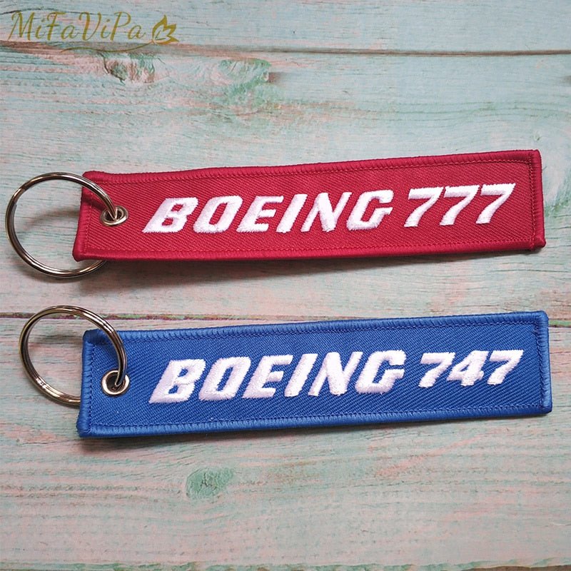 2 PCS BOEING 747 777 EMBROIDERY KEY CHAINS - PILOTSX