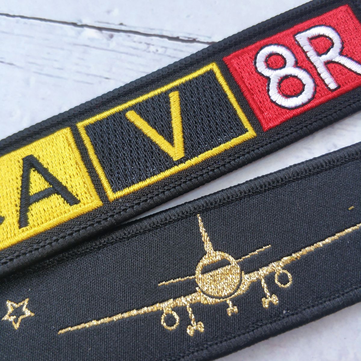 2 PCS EMBROIDERY AV8R KEYRING WOVEN PILOT AVIATOR KEYCHAIN AIRCRAFT KEY CHAIN - PILOTSX