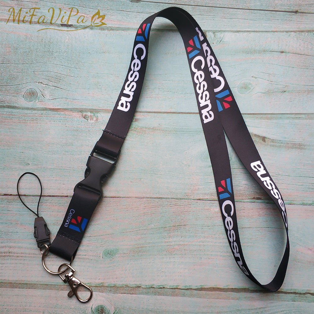 2 PCS FASHION BLACK CESSNA LANYARDS NECK STRAP CHAVEIRO EAT SLEEP FLY KEY CHAIN - PILOTSX