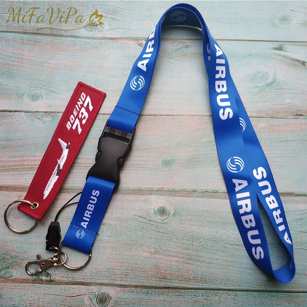 2 PCS LUFTHANSA SLEUTELHANGE BLUE AIRBUS KEYCHAIN NECK STRAP - PILOTSX