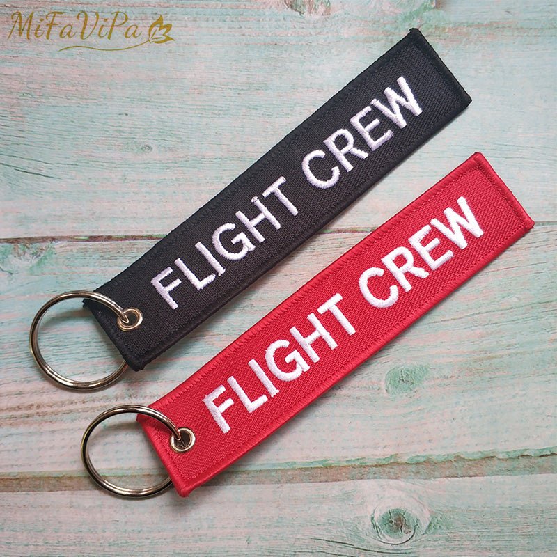 2 PCS RED FLIGHT CREW KEYCHAIN FASHION TRINKET PHONE STRAP BLACK EMBROIDERY KEYCHAINS - PILOTSX