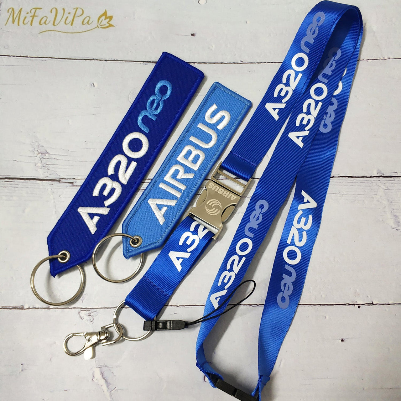 3 PCS BLUE A320 NEO LANYARDS KEYCHAIN FASHION TRINKET - PILOTSX