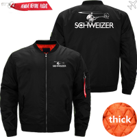 Thumbnail for SCHWEIZER HELICOPTER LOGO BOMBER FLIGHT AVIATOR JACKET