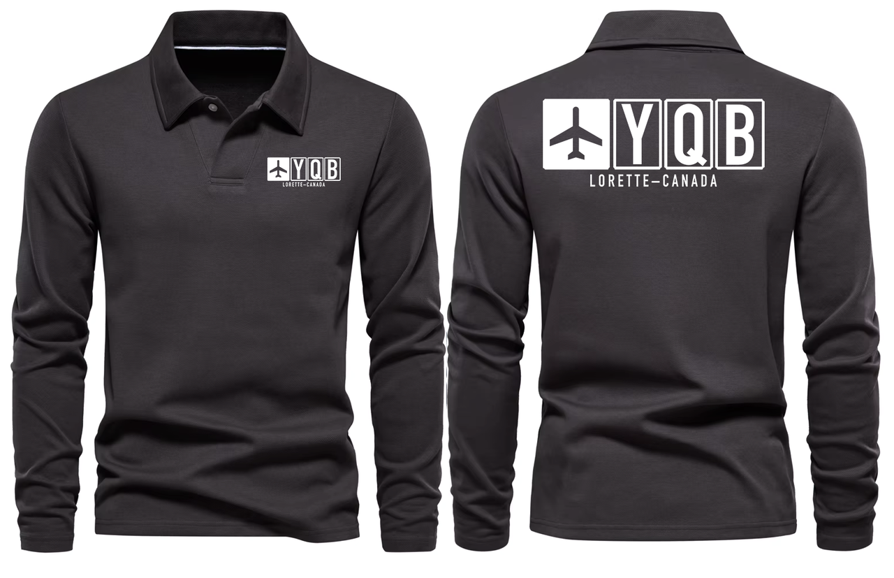 YQB AIRPORT LONG SLEEVE POLO