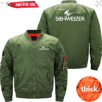 Thumbnail for SCHWEIZER HELICOPTER LOGO BOMBER FLIGHT AVIATOR JACKET
