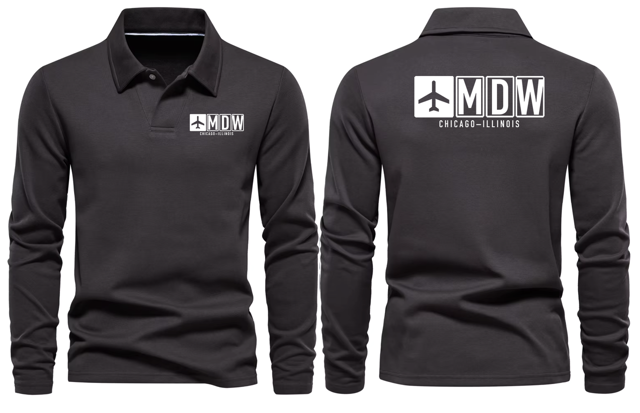 MDW AIRPORT LONG SLEEVE POLO