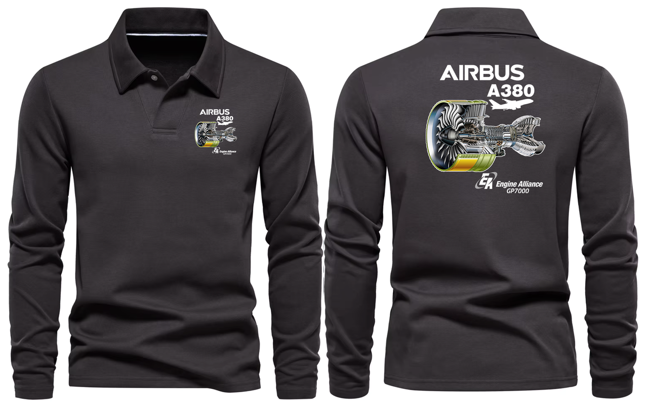 AIRBUS A380 ENGINE GP7000 LONG SLEEVE  POLO