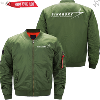 Thumbnail for SIKORSKY HELICOPTER LOGO BOMBER FLIGHT AVIATOR JACKET