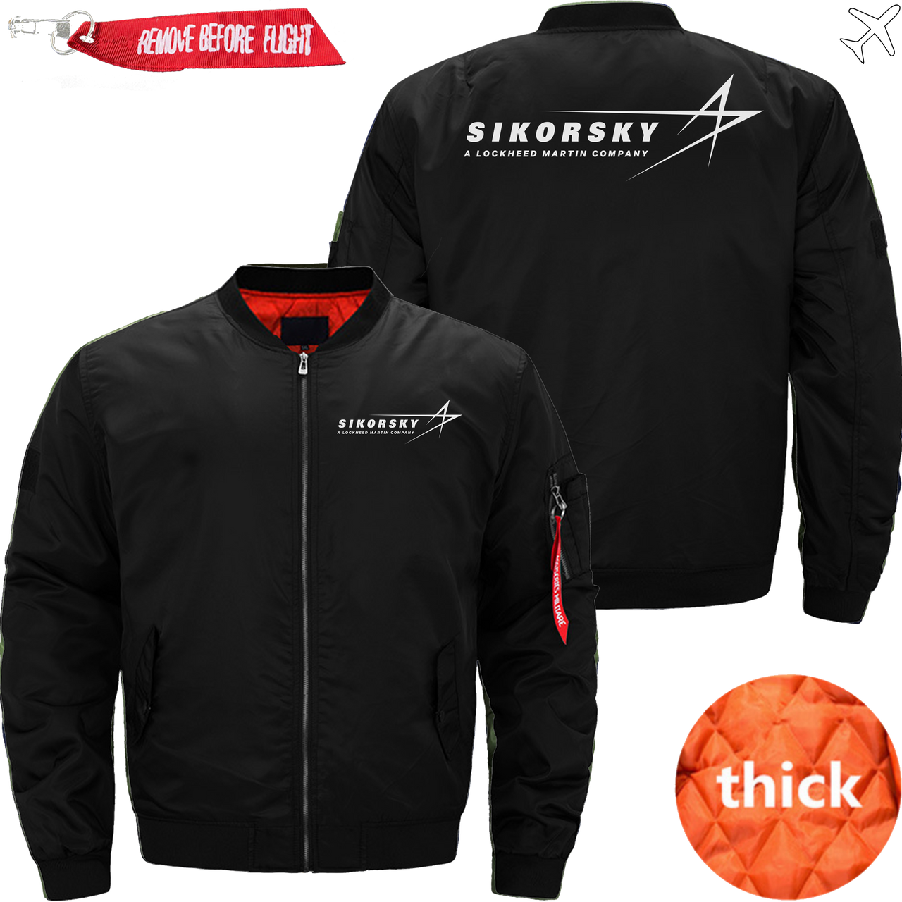 SIKORSKY HELICOPTER LOGO BOMBER FLIGHT AVIATOR JACKET