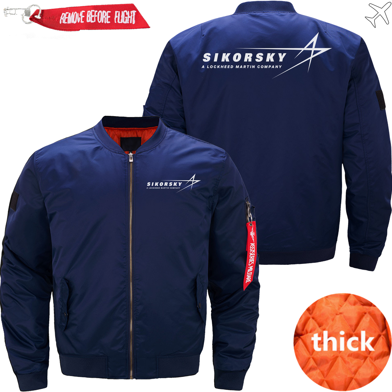 SIKORSKY HELICOPTER LOGO BOMBER FLIGHT AVIATOR JACKET